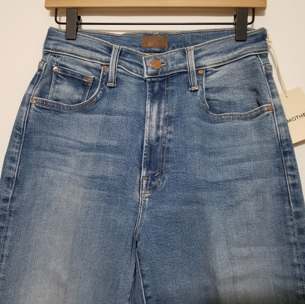NWT MOTHER Rambler Zip Flood Straight Leg in Read Between The Lines Size 28 - Picture 7 of 14